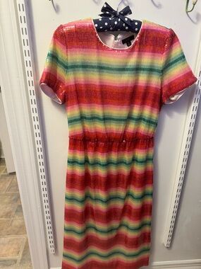 J. Crew Rainbow Sequin Striped Dress